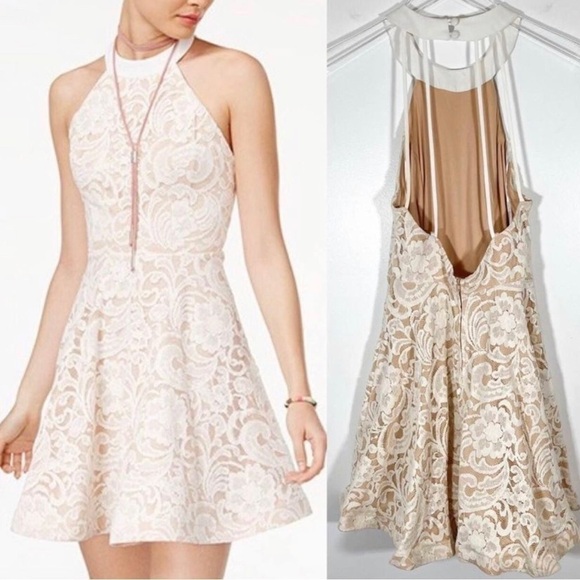 B. Darlin Strappy Back Lace Fit And Flare Cocktail Mini Dress Sz 1/2 - Picture 1 of 8